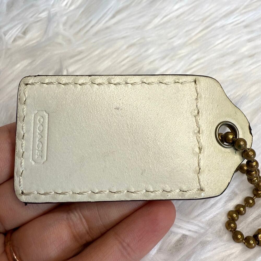 2.5" y2k COACH Vintage Leatherware Fob Bag Charm Hang tag Hangtag - Picture 2 of 3